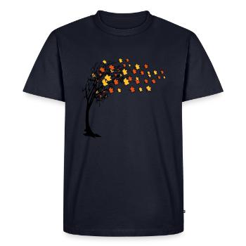 Les feuilles des arbres d'automne - T-shirt Premium bio Homme - bleu marine - Devant - Nico (187cm)