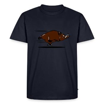sanglier courant drôle - T-shirt Premium bio Homme - bleu marine - Devant - Nico (187cm)