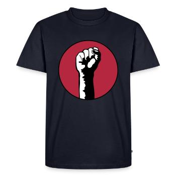 fist - Men's Premium Organic T-Shirt - navy - Front - Nico (187cm)