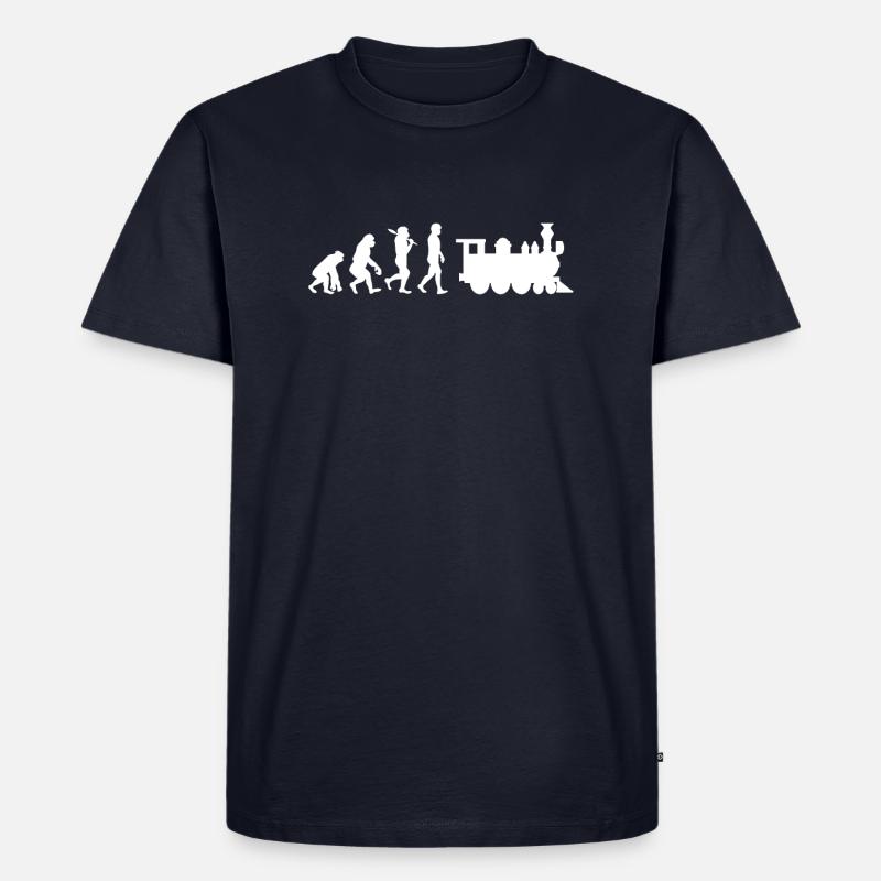 Evolution Eisenbahn Lokomotive - Männer Premium Bio T-Shirt - Navy