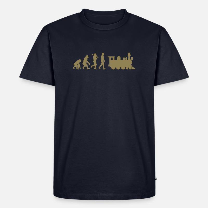 Evolution Eisenbahn Lokomotive - Männer Premium Bio T-Shirt - Navy