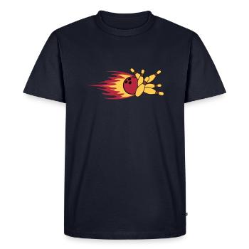 fast fire flames bowling pins upset strike hit - Men's Premium Organic T-Shirt - navy - Front - Nico (187cm)