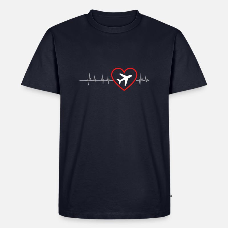 Flugzeug Plane Flieger Frequenz - Männer Premium Bio T-Shirt - Navy