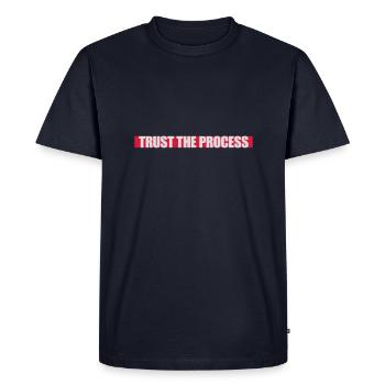 faire confiance au processus Devis - T-shirt Premium bio Homme - bleu marine - Devant - Nico (187cm)