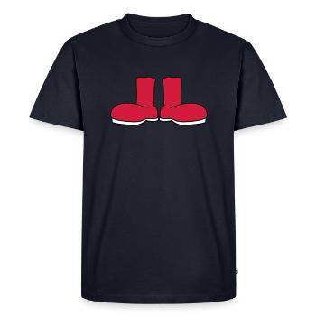 2 chaussures bottes mettant des vêtements chaussures - T-shirt Premium bio Homme - bleu marine - Devant - Nico (187cm)