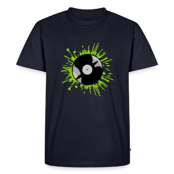 Color blobs vinyl record drops - Men's Premium Organic T-Shirt - navy - Front - Nico (187cm)