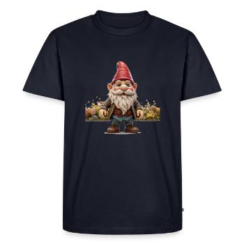 Humour dans le jardin avec le nain de jardin - T-shirt Premium bio Homme - bleu marine - Devant - Nico (187cm)