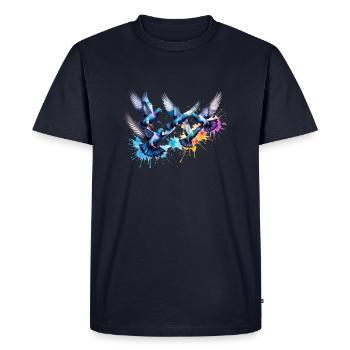 vögel,bunte vögel, illustration,tauben,taube - Männer Premium Bio T-Shirt - Navy - Vorne - Nico (187cm)
