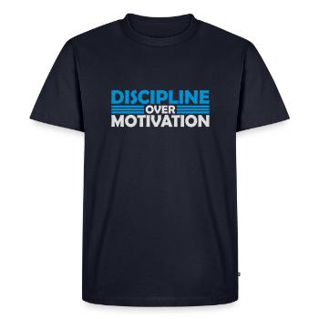 discipline over motivation quote - Men's Premium Organic T-Shirt - navy - Front - Nico (187cm)