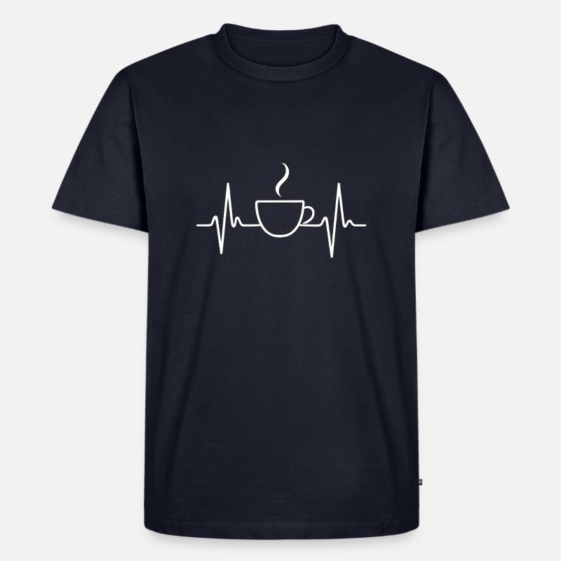 Kaffee Herzschlag EKG Kaffeetrinker Coffee - Männer Premium Bio T-Shirt - Navy