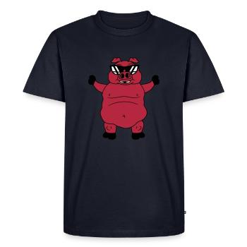 cool sunglasses big fat fat pig boar piglet comic - Men's Premium Organic T-Shirt - navy - Front - Nico (187cm)