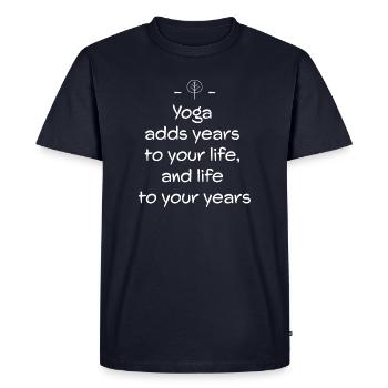 Yoga - T-shirt Premium bio Homme - bleu marine - Devant - Nico (187cm)