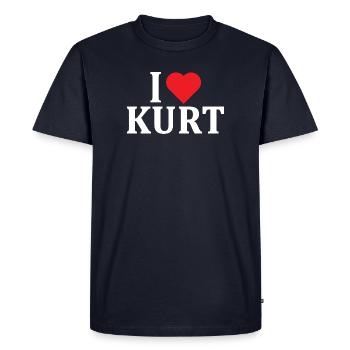 nom t-shirt J’aime Kurt idée cadeau t-shirt - T-shirt Premium bio Homme - bleu marine - Devant - Nico (187cm)