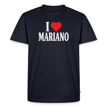 t-shirt J’aime Mariano t-shirt idée cadeau - T-shirt Premium bio Homme - bleu marine - Devant - Nico (187cm)