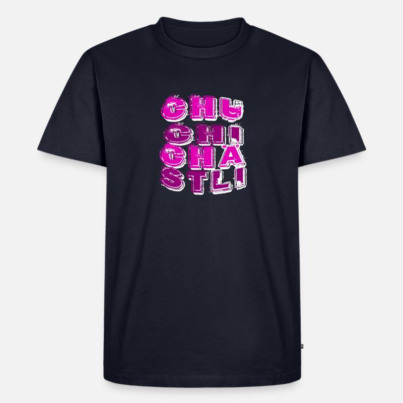 Chuchichästli Kultbegriff Schweizer Dialekt - Männer Premium Bio T-Shirt - Navy
