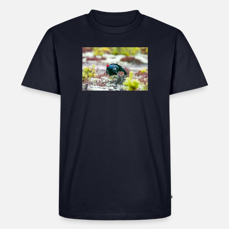 Birkhahn im Moos DSC 3331 - Männer Premium Bio T-Shirt - Navy