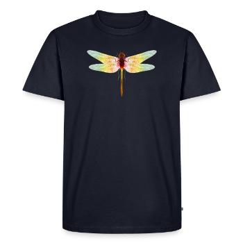 Libellule irisée – motif insecte en filigrane - T-shirt Premium bio Homme - bleu marine - Devant - Nico (187cm)
