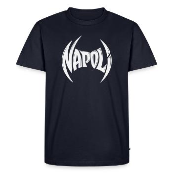 Napoli Crest Typography - Men's Premium Organic T-Shirt - navy - Front - Nico (187cm)