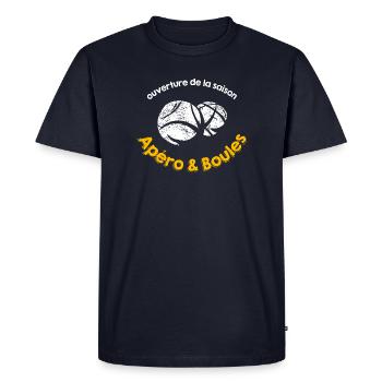 Apéro et boules - Humour Pétanque Été Bouliste - T-shirt Premium bio Homme - bleu marine - Devant - Nico (187cm)