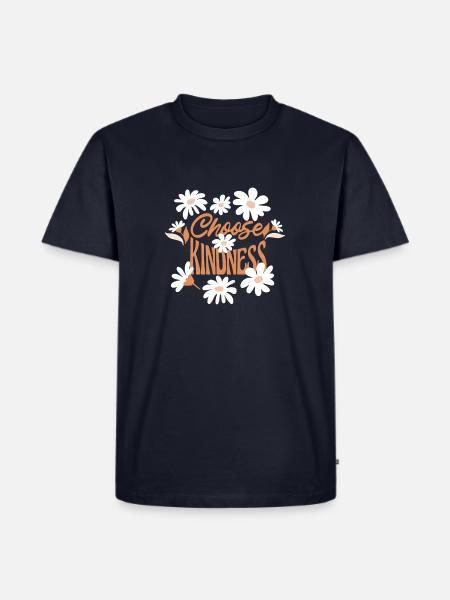 Wähle Freundlichkeit Süßes Gänseblümchen-Design - Männer Premium Bio T-Shirt - Navy