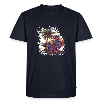 Truthan Island Palm Tree - Men's Premium Organic T-Shirt - navy - Front - Nico (187cm)