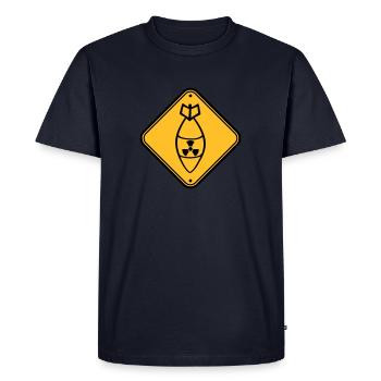 bouclier danger attention attention bombe atomique - T-shirt Premium bio Homme - bleu marine - Devant - Nico (187cm)