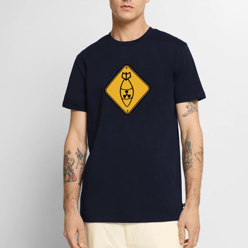 shield danger caution warning caution atomic bomb r Men's Premium Organic T-Shirt