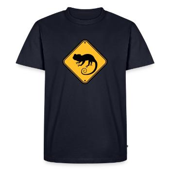 bouclier note attention avertissement mise en garde danger - T-shirt Premium bio Homme - bleu marine - Devant - Nico (187cm)