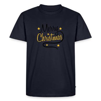 texte conception logo sapin étoiles joyeux noël noël - T-shirt Premium bio Homme - bleu marine - Devant - Nico (187cm)