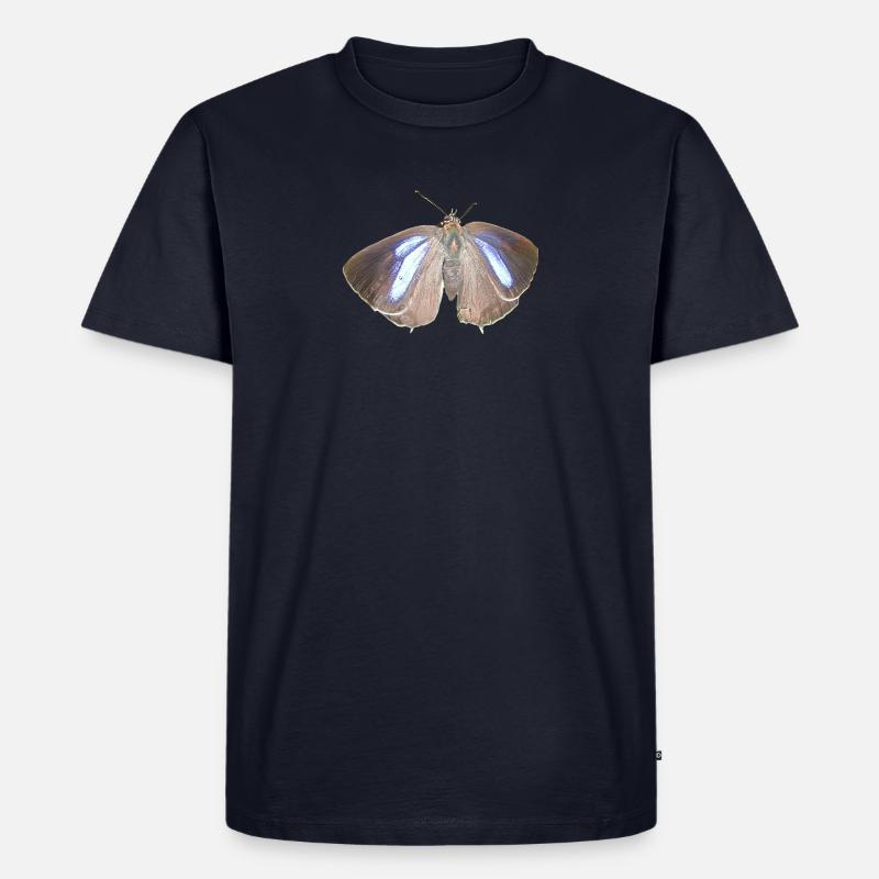 Blauer Eichen-Zipfelfalter - Männer Premium Bio T-Shirt - Navy