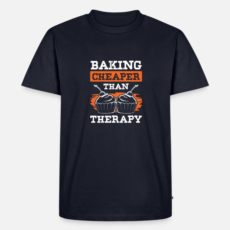 Baking cheaper than Therapy - Männer Premium Bio T-Shirt - Navy