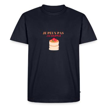 je peux pas j'ai soufflé (Un soufflé glacé) - T-shirt Premium bio Homme - bleu marine - Devant - Nico (187cm)
