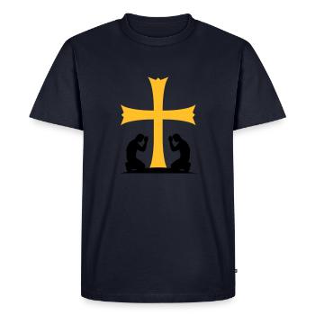prier église symbole croix jésus-christ christ ka - T-shirt Premium bio Homme - bleu marine - Devant - Nico (187cm)