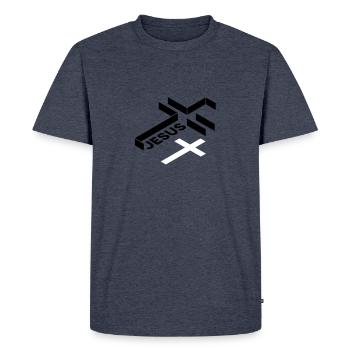Jesus Cross - Men's Premium Organic T-Shirt - heather denim - Front - Nico (187cm)