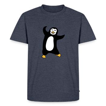 pingouin dansant heureux heureux oiseau sautant - T-shirt Premium bio Homme - bleu jeans  - Devant - Nico (187cm)
