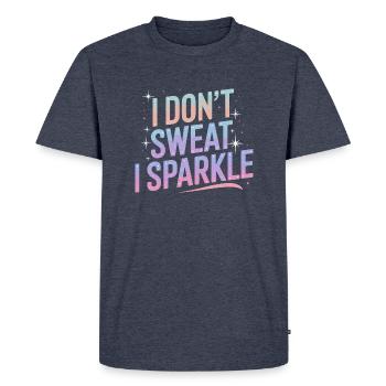 Je ne transpire pas, je brille ! - T-shirt Premium bio Homme - bleu jeans  - Devant - Nico (187cm)
