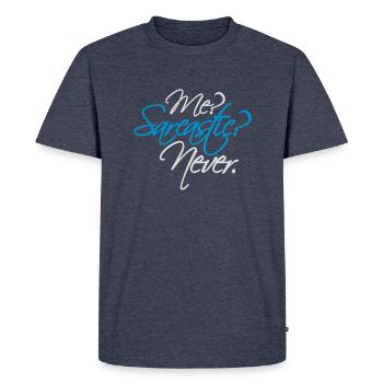 moi sarcastique ne cite jamais - T-shirt Premium bio Homme - bleu jeans  - Devant - Nico (187cm)