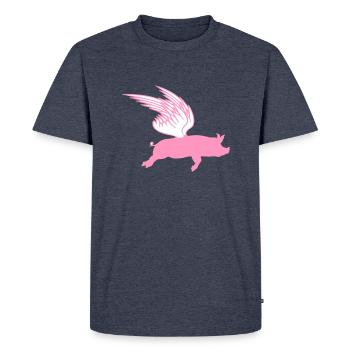 When Flying Wings Flying Pigs Can Fly - Men's Premium Organic T-Shirt - heather denim - Front - Nico (187cm)