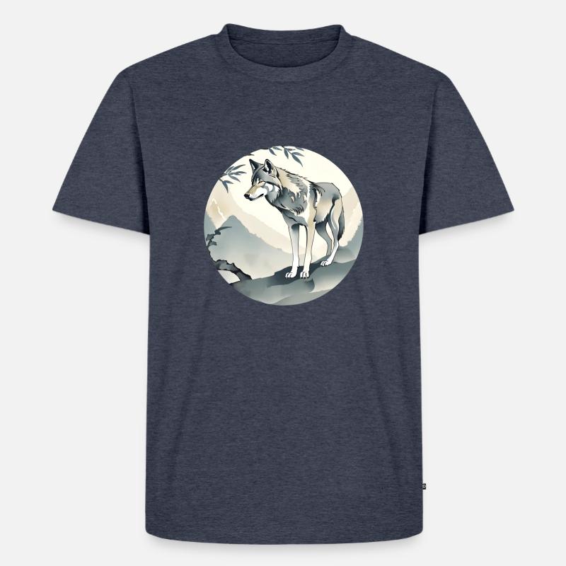 Ein einsamer Wolf - Männer Premium Bio T-Shirt - Jeansblau 