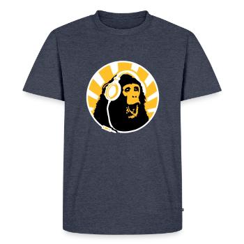 Monkey with Headphones - T-shirt Premium bio Homme - bleu jeans  - Devant - Nico (187cm)