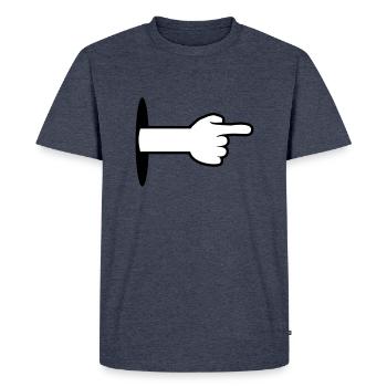 hole wall floor arm hand cartoon cartoon pointing show - Men's Premium Organic T-Shirt - heather denim - Front - Nico (187cm)