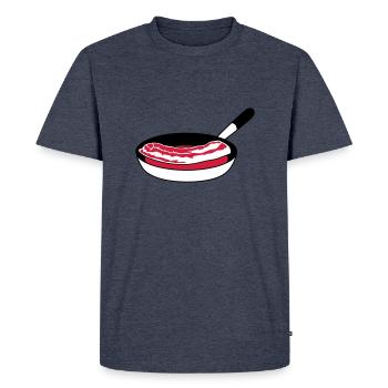 pan fry bacon ham meat delicious hung - Men's Premium Organic T-Shirt - heather denim - Front - Nico (187cm)