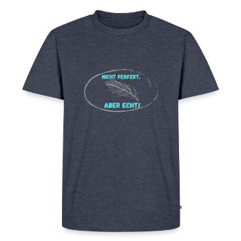 Pas PARFAIT, mais réel ! - T-shirt Premium bio Homme - bleu jeans  - Devant - Nico (187cm)