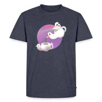 Deep Tea Set - Men's Premium Organic T-Shirt - heather denim - Front - Nico (187cm)