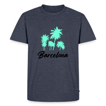 Barcelona - Men's Premium Organic T-Shirt - heather denim - Front - Nico (187cm)