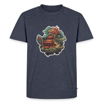 Balinese dragon temple - Men's Premium Organic T-Shirt - heather denim - Front - Nico (187cm)