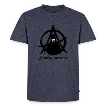 A for Anonymous 2c - Men's Premium Organic T-Shirt - heather denim - Front - Nico (187cm)