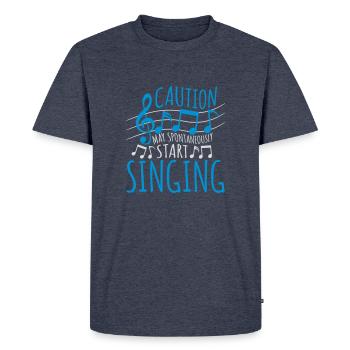 may spontaneously start singing - Men's Premium Organic T-Shirt - heather denim - Front - Nico (187cm)