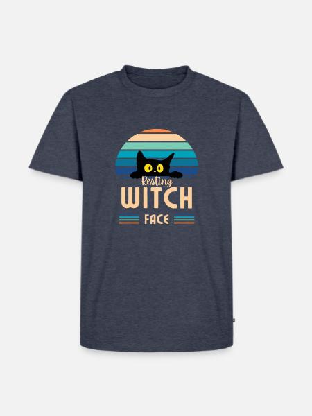 Resting witch face cat - Männer Premium Bio T-Shirt - Jeansblau