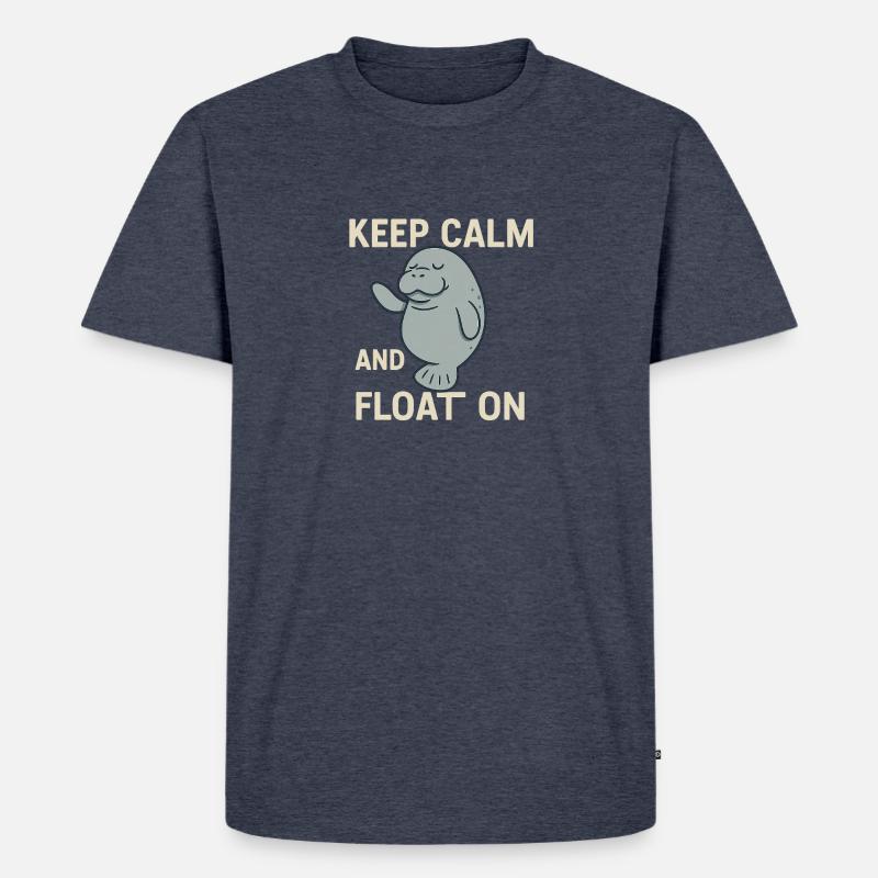 Manatee - keep calm - Männer Premium Bio T-Shirt - Jeansblau 